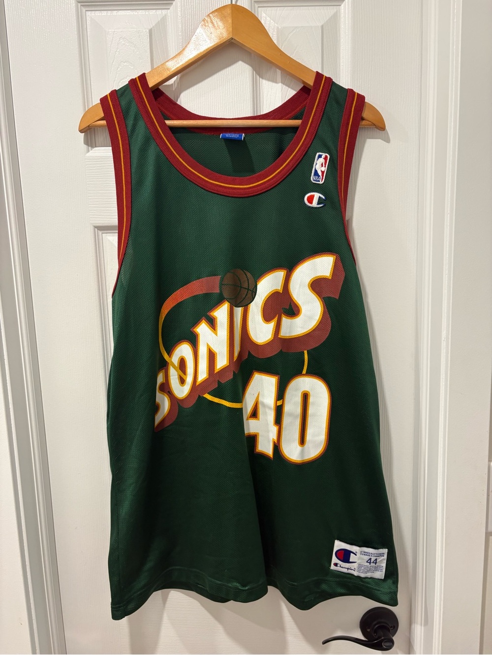 Vintage Seattle SuperSonics #40 Green Basketball Jersey Champion Shawn Kemp - Picture 1 of 7